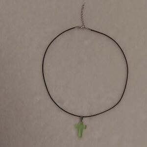 Green Cross Pendant Necklace